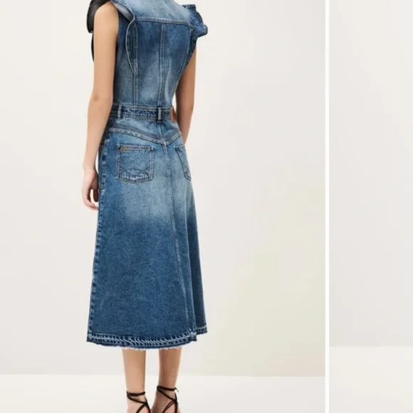Denim Midi Dress - Blue Sleeveless Jean Dress - Picture 5 of 7